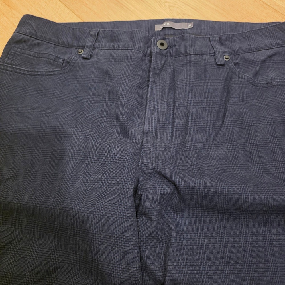 Vince Mens Navy Blue Plaid Trousers 5 Pocket Straight Leg Pants Size 38 Made USA - Picture 9 of 11
